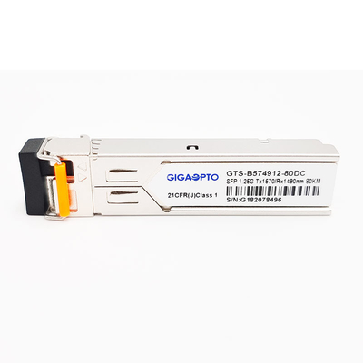 1000BASE-BX 1.25G BiDi SFP Transceiver Modul TX1570nm/RX1490nm 80km LC SMF DOM