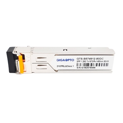 Transceiver TX1570nm RX1490nm 80km LC SMF 1000BASE BX 1.25G BiDi SFP DOM